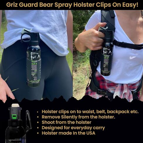 Griz Guard 260GG Bear, Mountain Lion, Coyote, Canine Dog, & Moose Deterrent 40 ft Fog Pepper Spray Self Defense Deterrent with Holster for Camping, Hiking, Fishing, Powerful Protection, 9.2 oz in Saudi Arabia