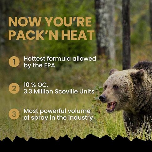 Griz Guard 260GG Bear, Mountain Lion, Coyote, Canine Dog, & Moose Deterrent 40 ft Fog Pepper Spray Self Defense Deterrent with Holster for Camping, Hiking, Fishing, Powerful Protection, 9.2 oz in Saudi Arabia