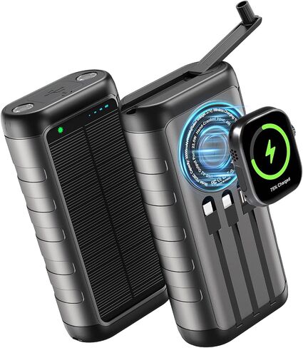 بنك الطاقة الشمسية YELOMIN بقدرة 38800 مللي أمبير في الساعة، شاحن محمول USB-C شحن سريع متوافق مع iPhone Samsung، حزمة بطارية مصباح يدوي مزدوج LED، شاحن احتياطي 3 مخرج للتخييم والمشي لمسافات طويلة في حالات الطوارئ في الهواء الطلق in Kuwait