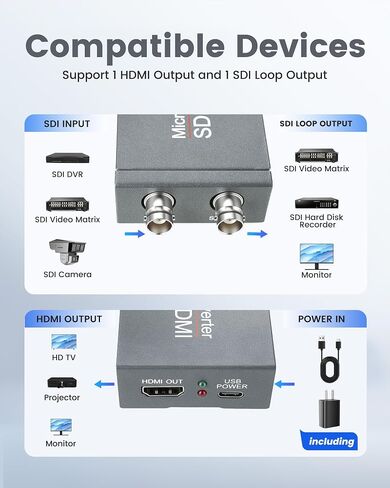SDI to HDMI Converter with SDI Loop Out Includes 4ft HDMI Cable in Saudi Arabia