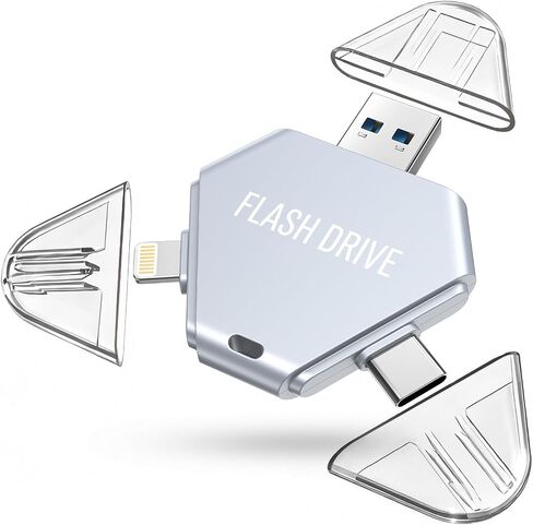 MFi Certified 512GB Flash Drive for iPhone, 3 in 1 Photo Stick with Lightning/Type-C/USB-A, Photo Stick for iPad Android Mac PC, for Photos Videos and File Backup,Available Space: ~484GB,Silver in Kuwait