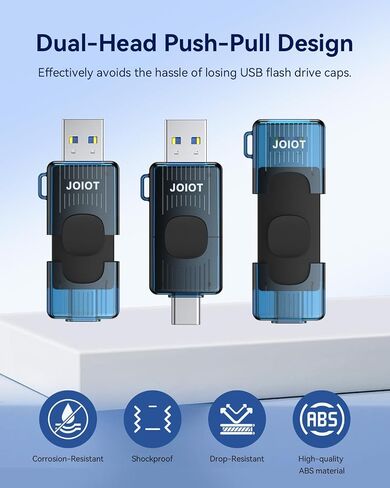 JOIOT 64GB USB C Flash Drive USB 3.2 Gen 1 up to 110MB/s Retractable, Blue in Kuwait