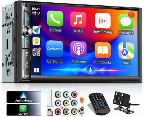 LSLYA Double Din Car Stereo Wireless Apple CarPlay, 240W, 2 Subwoofer Ports in Saudi Arabia