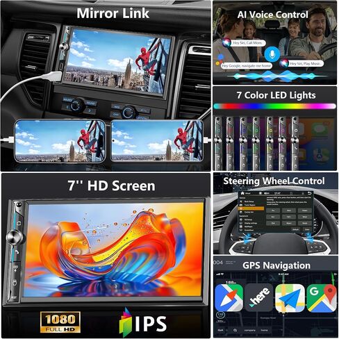 LSLYA Double Din Car Stereo Wireless Apple CarPlay, 240W, 2 Subwoofer Ports in Saudi Arabia