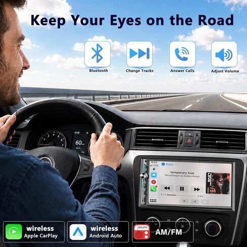 LSLYA Double Din Car Stereo Wireless Apple CarPlay, 240W, 2 Subwoofer Ports in Saudi Arabia