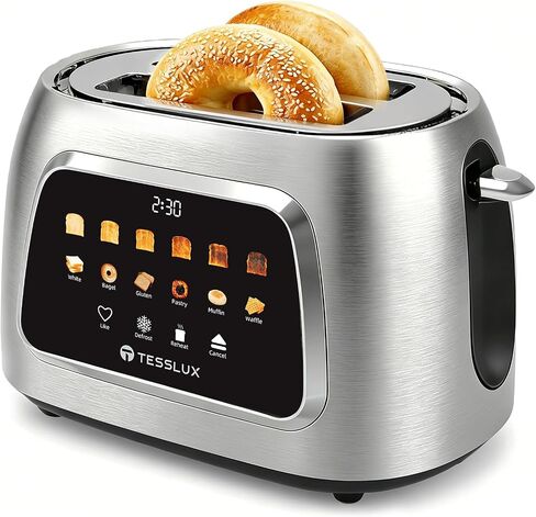 Tesslux Toaster 2 Slice, Extra Wide Slot, 800W, Touch Screen Panel, Silver in Saudi Arabia