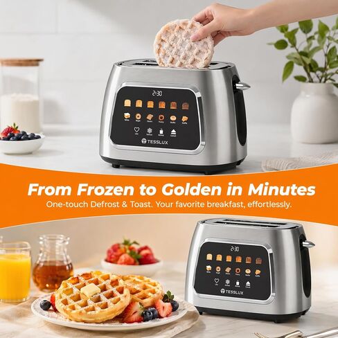 Tesslux Toaster 2 Slice, Extra Wide Slot, 800W, Touch Screen Panel, Silver in Saudi Arabia
