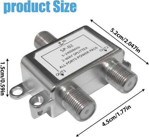 Coaxial Cable Splitter 2 Way, MoCA Coaxial Cable Splitter, 5-2400MHz RG6 Compatible Coax Cable Splitter for Satellite TV/Cable TV/MoCA Internet, CATV Antenna System in Saudi Arabia