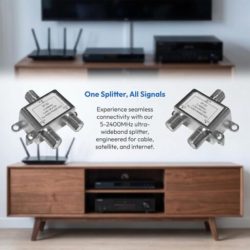 Coaxial Cable Splitter 2 Way, MoCA Coaxial Cable Splitter, 5-2400MHz RG6 Compatible Coax Cable Splitter for Satellite TV/Cable TV/MoCA Internet, CATV Antenna System in Saudi Arabia