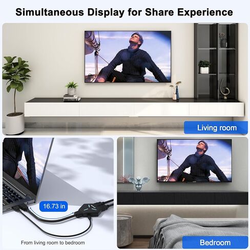 HDMI Splitter for Dual Monitors Duplicate/Mirror (Not Extend), 4K HDMI Splitter 1 in 2 Out for Full HD 4K@30hz, 1080P, 3D, Compatible with Xbox, PS4, PS5, TV, Projector, Computer in Saudi Arabia