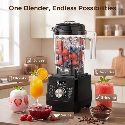1800W Countertop Blenders for Kitchen, Blender for Smoothie with 70 oz BPA-Free Pitcher, 25000 RPM Smoothie Blender with 6 Presets, Multiple Speeds, Time Setting, Pulse for Milkshakes,Ice Crushing in Saudi Arabia