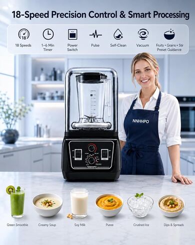 Commercial Blender with Quiet Shield, 2200W Heavy Duty Professional Blender, Soundproof Enclosure, Self-Cleaning Countertop Blender with 2L BPA-Free Pitcher, Ice Crush Smoothie & Shake Maker in Saudi Arabia
