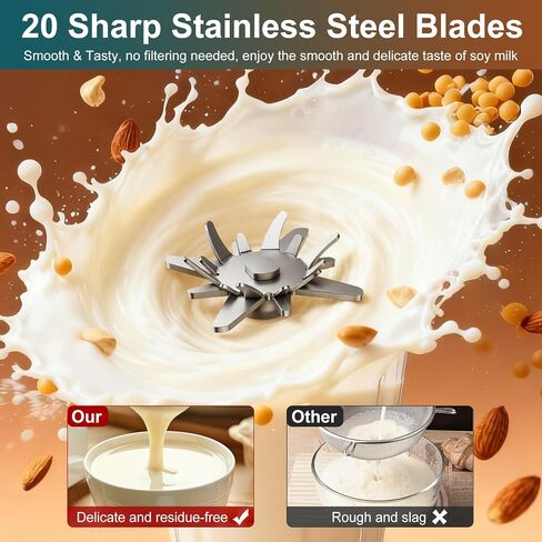 8 in 1 Nut Milk Maker Machine, 40oz Soy Milk Maker Blender, Homemade Soy Milk, Oat Milk, Almond Milk, Juice, Plant Based and Non Dairy Beverages, 12H Delay Start | Keep Warm | Self Cleaning, White in Saudi Arabia