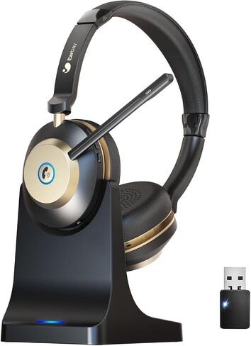 Earbay 5.3 Bluetooth Headset, Wireless Headset with Noise Canceling Mic & USB Dongle, 50Hrs Wireless Headphones with Mic Mute & Charge Dock, for Calls, Perfect for PC, Laptop, Phone, Teams and Zoom in Saudi Arabia
