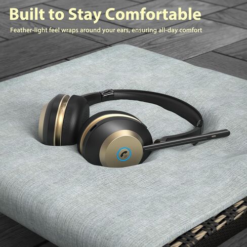 Earbay 5.3 Bluetooth Headset, Wireless Headset with Noise Canceling Mic & USB Dongle, 50Hrs Wireless Headphones with Mic Mute & Charge Dock, for Calls, Perfect for PC, Laptop, Phone, Teams and Zoom in Saudi Arabia