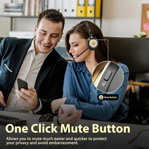 Earbay 5.3 Bluetooth Headset, Wireless Headset with Noise Canceling Mic & USB Dongle, 50Hrs Wireless Headphones with Mic Mute & Charge Dock, for Calls, Perfect for PC, Laptop, Phone, Teams and Zoom in Saudi Arabia