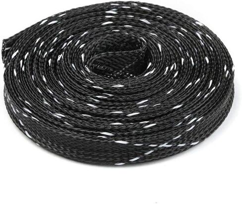 5M/10M/50M Braided Sleeves, Diameter 10mm PET Expandable Braided Cable Sleeve Wire Protecting Nylon Insulation Sheathing(Black Green,5M) in Saudi Arabia