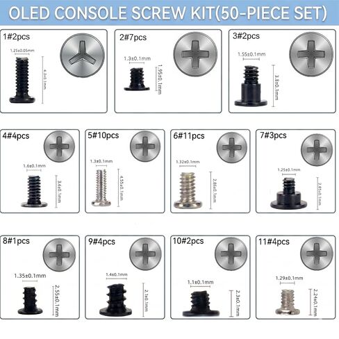 SYOUQING 50pcs Full Set Screw Replacement Kit for Nintendo Switch OLED Model HEG-001 — Complete Console Screw Set with Repair Tools (Not for Standard Switch/Lite/Switch 2) in Saudi Arabia