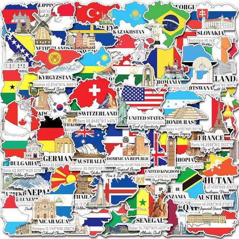 200PCS Country Flag Stickers, World Travel Stickers for Luggage in Saudi Arabia