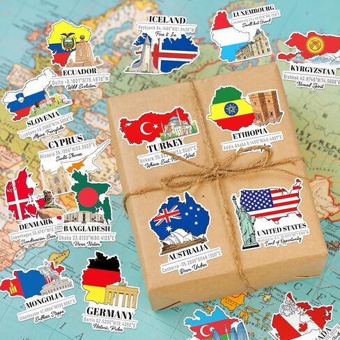 200PCS Country Flag Stickers, World Travel Stickers for Luggage in Saudi Arabia