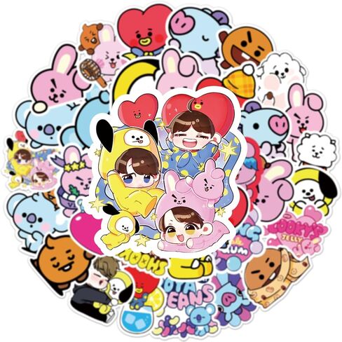 Cute Cartoon Vinyl Waterproof Stickers for Kids 50pcs Cartoon Stickers for Water Bottle, Laptop,Bumper,Skateboard,Water Bottles,Computer,Phone,Sticker for Kids Teens Adult in Saudi Arabia