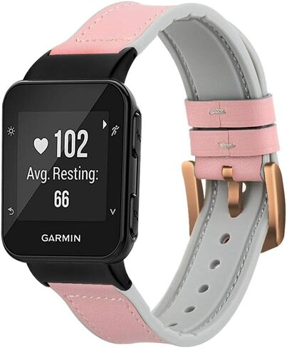 C2D JOY Leather & Silicone Mixed Strap Compatible with Forerunner 35/30 and Approach S10 Bands Replacement in Kuwait
