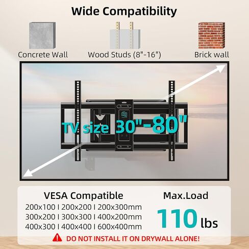 HCMOUNTING Outdoor Weatherproof Full Motion TV Wall Mount for 26–65" Flat & Curved TVs in Kuwait