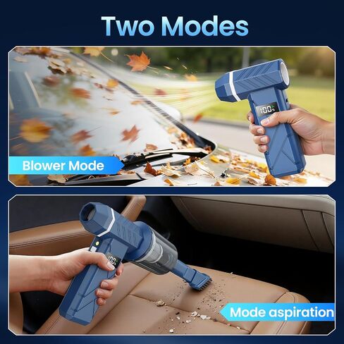 Dzaki Compressed Air Duster & Vacuum 2-in-1, 140000RPM Electric Air Duster, 4-Gear Adjustable Rechargeable Cordless Dust Blower with LED Light Fast Charging for Keyboard PC Car Home Outdoor-Navy in Saudi Arabia