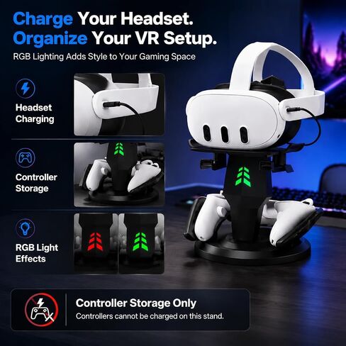 VR Charging Dock for Meta Quest 3, Quest 3S, Quest 2, VR Accessories in Saudi Arabia