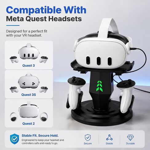VR Charging Dock for Meta Quest 3, Quest 3S, Quest 2, VR Accessories in Saudi Arabia