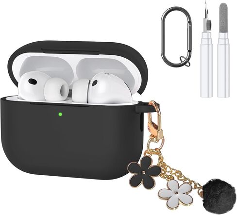 Compatible with AirPods 4 Case, Premium Soft Silicone Protective Case Cover for Apple AirPods 4th Generation with Cleaner Kit Keychain Accessories for Women Girls in Saudi Arabia