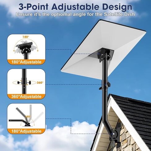 Standard Mount for Starlink 4/4X/Gen 3, 25 Inches Adjustable Roof Mount for Starlink Gen 3, 360° Rotate Wall Mount for Starlink Gen 4 Mounting Kit with Extend Pole Mount, Rustproof, Weatherproof in Saudi Arabia