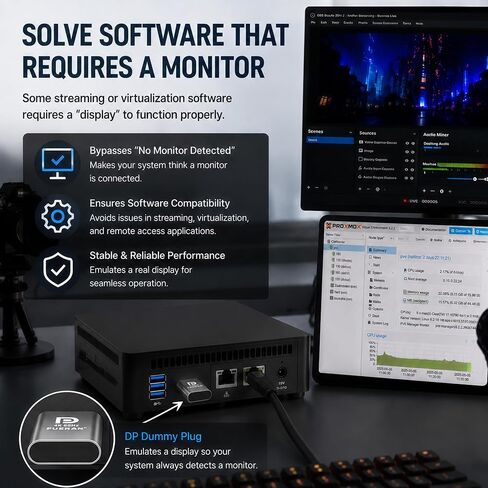 DP-4K60HZ DisplayPort Headless Ghost Display Emulator for PC DP displayport Dummy Plug-fit Headless 1080@120Hz-3840x2160@60hz FHD-Display Port Dummy Plug (DP-4K-60Hz-3P) in Saudi Arabia