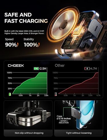 Wireless Car Charger Phone Holder Mount, 15W Fast Charging Auto Clamping Phone Holders for Your Car Dashboard Windshield Air Vent Car Accessories for iPhone, Samsung Galaxy, Google Pixel etc in Saudi Arabia