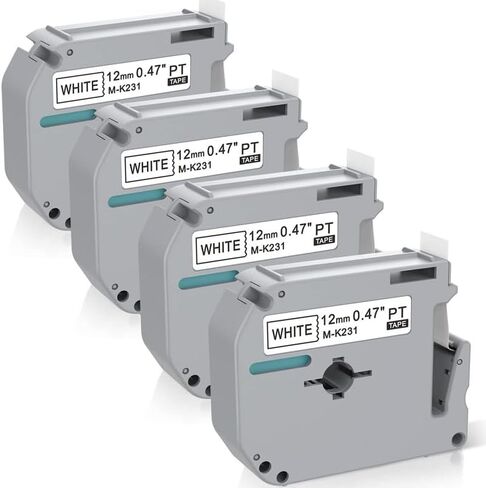 4-Pack M-K231 White Label Tape 12mm (0.47'') Replacement for Brother P-Touch MK231 MK231s M231 Refills Compatible with PT-M95/PT-90/PT-70/PT-70BM/PT-85/PT-80/PT-65/PT-60/PT-45 in Saudi Arabia