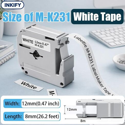 4-Pack M-K231 White Label Tape 12mm (0.47'') Replacement for Brother P-Touch MK231 MK231s M231 Refills Compatible with PT-M95/PT-90/PT-70/PT-70BM/PT-85/PT-80/PT-65/PT-60/PT-45 in Saudi Arabia