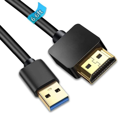 USB to HDMI Adapter Cable 6.6FT, Male to Male Full 1080P HD Display Cable Audio Video Converter Cord for PC/Laptop to Monitor/HDTV/Projector Supports Windows XP/7/8//8.1/10 in Saudi Arabia