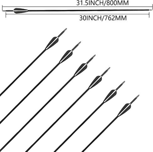 31.5Inch Carbon Arrow Targeting Practice Hunting Arrows Spine 400 for Compound & Recurve & English Long Bow with Removable Tips (Pack of 12) in Saudi Arabia