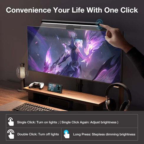LED Screen Light Bar, Stepless Dimming Monitor Lamp for Desk Office Home Game, No Screen Glare/Touch Control/Space Saving/USB Powered in Saudi Arabia