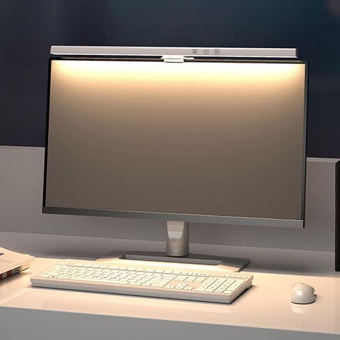 Pomya LED Computer Monitor Lamp, Computer Monitor Light Bar 3 Color Temperature ABS for Home (White) in Saudi Arabia