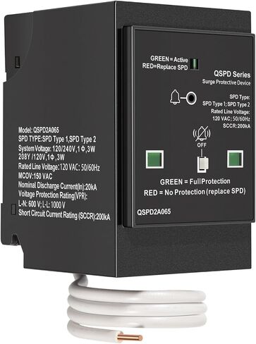 Replacement for Siemens QSPD2A065P Plug-in Surge Protection Device, 2-Pole 65kA 120/240V, 1Ø, 3W, Fits Siemens Type QP Load Centers, Whole House Power Spike Protection, LED Indicator & Audible Alarm in Saudi Arabia