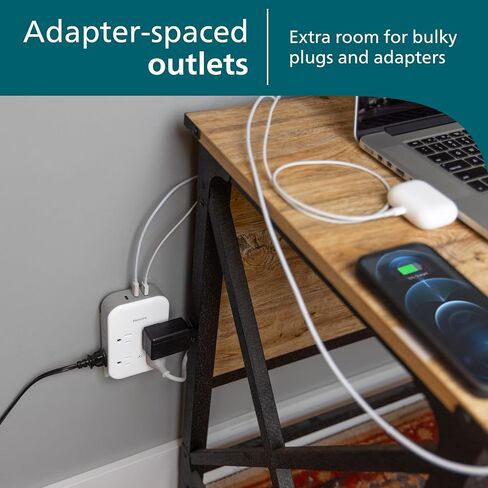 Philips All-in-One Surge Tap with USB, 4 Grounded & 4 Polarized Outlets in Saudi Arabia