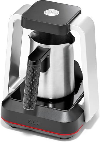 SAKI Turkish Coffee Maker, Electric with Open Form Design, SandBrew Technology, Peak Foam Detection, 100% Plastic-Free Stainless Steel, Dishwasher Safe, 1-5 Cup, 120V - Black in Saudi Arabia
