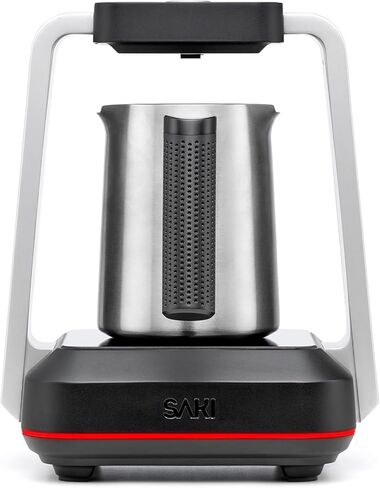 SAKI Turkish Coffee Maker, Electric with Open Form Design, SandBrew Technology, Peak Foam Detection, 100% Plastic-Free Stainless Steel, Dishwasher Safe, 1-5 Cup, 120V - Black in Saudi Arabia