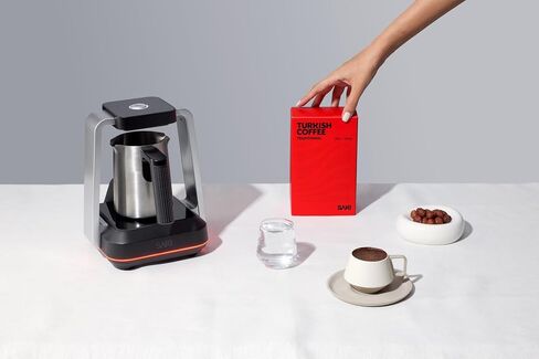 SAKI Turkish Coffee Maker, Electric with Open Form Design, SandBrew Technology, Peak Foam Detection, 100% Plastic-Free Stainless Steel, Dishwasher Safe, 1-5 Cup, 120V - Black in Saudi Arabia
