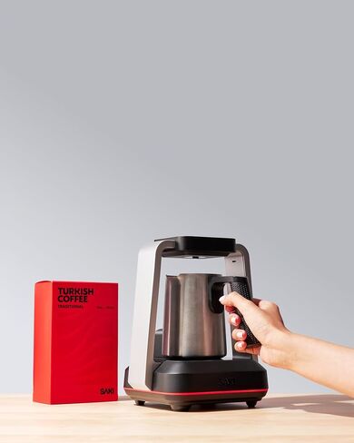 SAKI Turkish Coffee Maker, Electric with Open Form Design, SandBrew Technology, Peak Foam Detection, 100% Plastic-Free Stainless Steel, Dishwasher Safe, 1-5 Cup, 120V - Black in Saudi Arabia