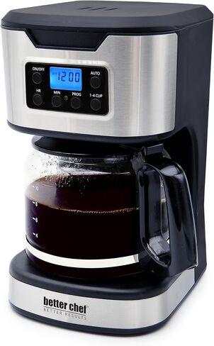 Better Chef Programmable 12-Cup Coffee Maker | 1-4 Cup Setting | Auto-Pause to Serve | 2hr Keep Warm | Perma-Filter | Stainless (Red) in Saudi Arabia