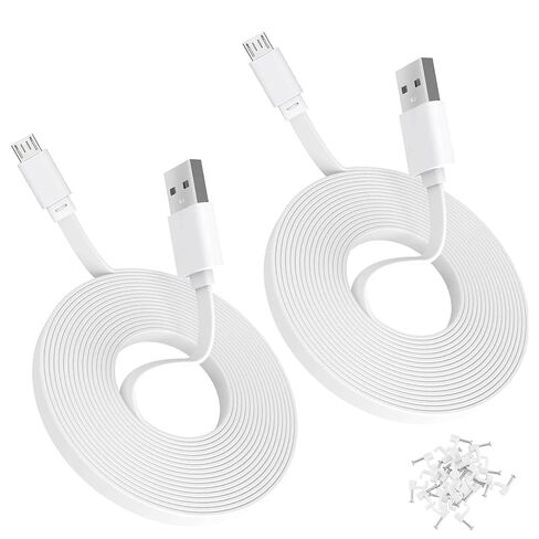 2Pack 25FT/7.5m Power Extension Cable Compatible with Simplisafe,Kasa Camera,Ring Indoor Cam(2nd Gen),Roku,PS4 Controller,VTech,Babysense,Long Flat USB to Micro USB Charging Cord (Not Type-C) in Saudi Arabia