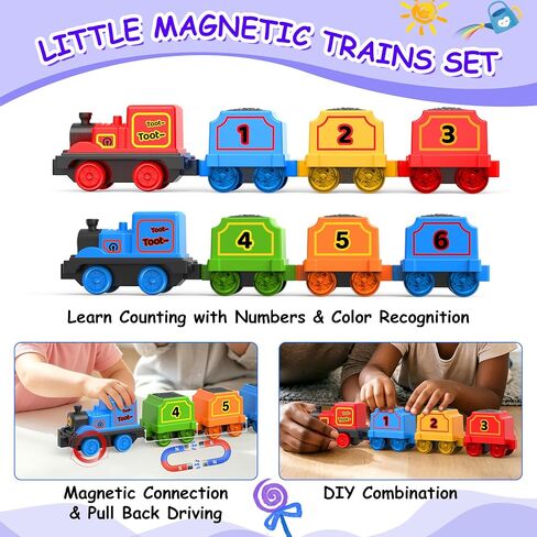 Number Train Set for Kids, Include 1 Transport Trucks, 8 Magnetic Trains in Saudi Arabia