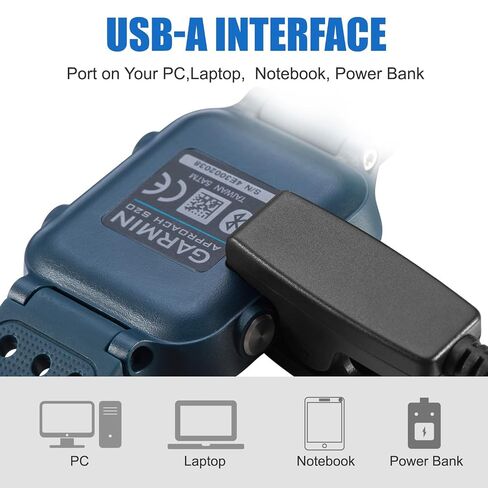 عبوتان متوافقتان مع كابل شاحن Garmin Lily 2، شحن بديل USB-A بطول 3.3أقدام/1 متر لـ Garmin Lily/Forerunner 645 630 230 in Kuwait